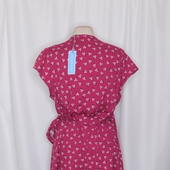 NWT!! DRAPER JAMES Wrap Flounce Dress Deep Berry Floral Flutter Pink Size 18 - Picture 10 of 16